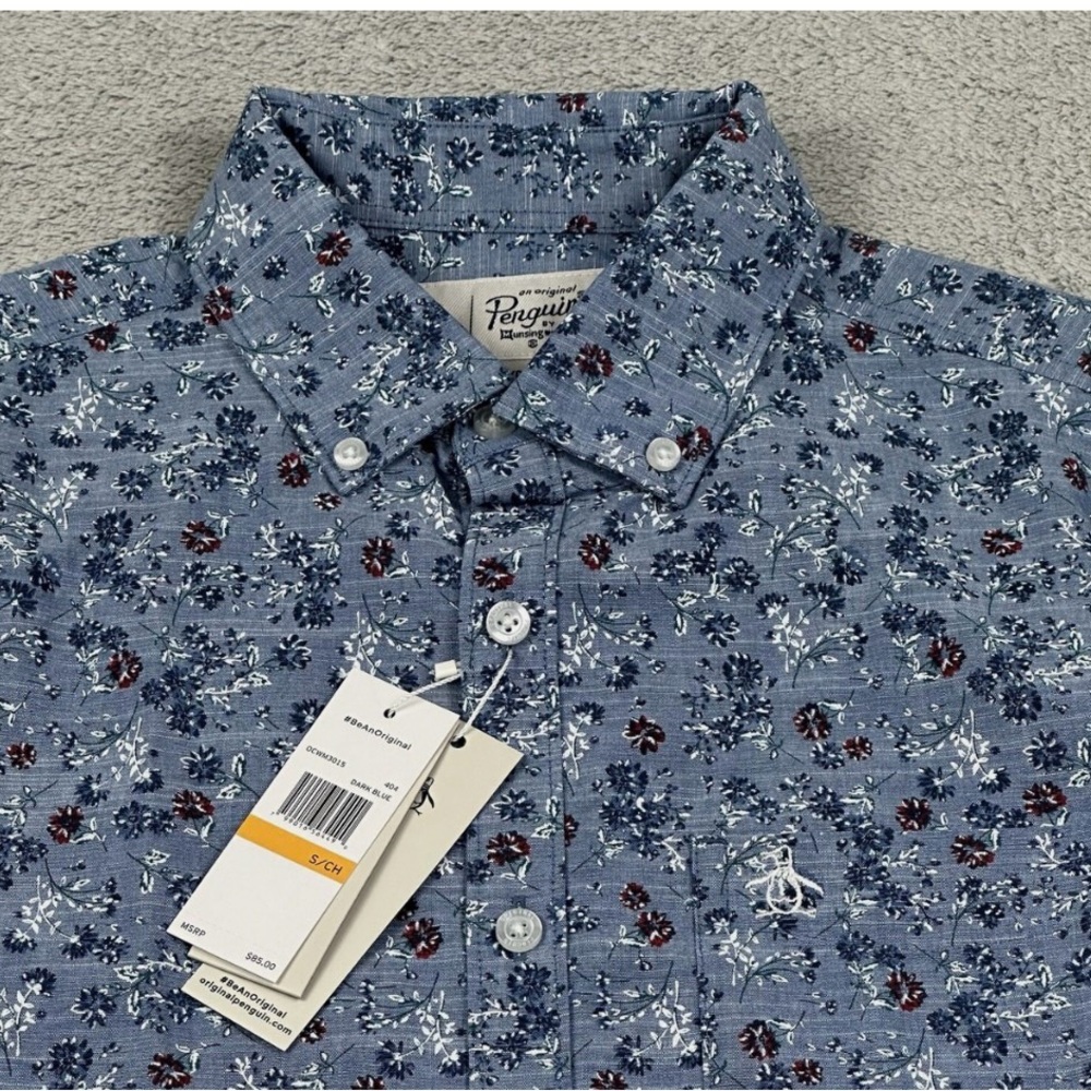 Original Penguin Blue Floral Casual Button Down Shirt